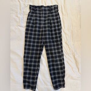 Hollister Plaid Trousers in Black and White